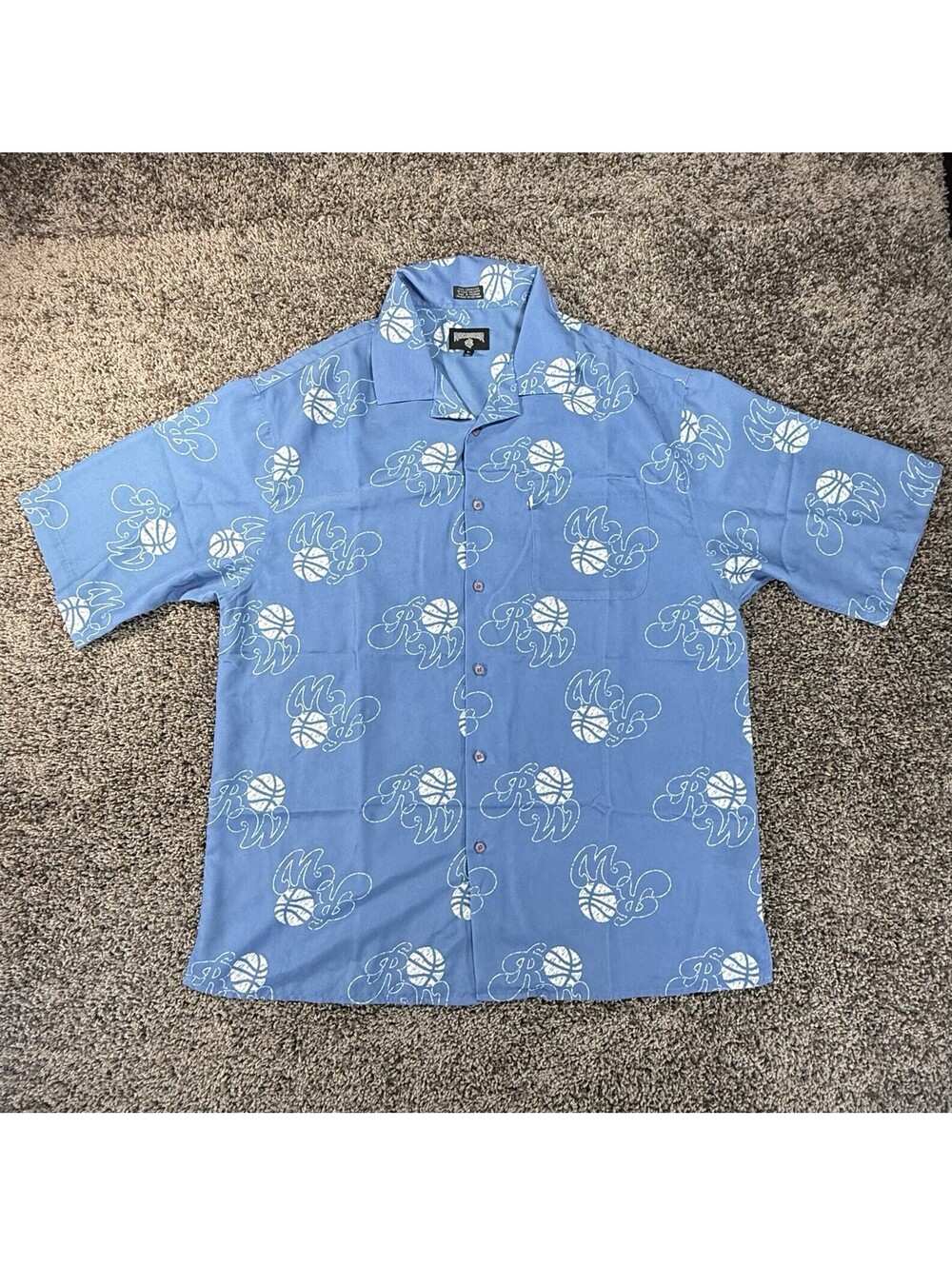 Vintage 90s Rocawear Blue Logo Oversized Button Up Short Sleeve Shirt - Men’s L